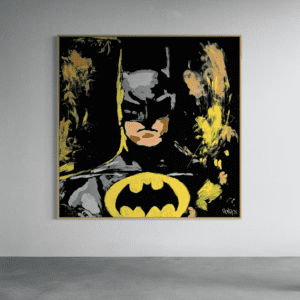 Abstract Knight Batman canvas art displayed on wall