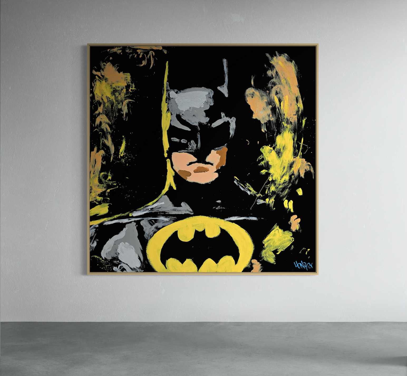 Abstract Knight Batman canvas art displayed on wall