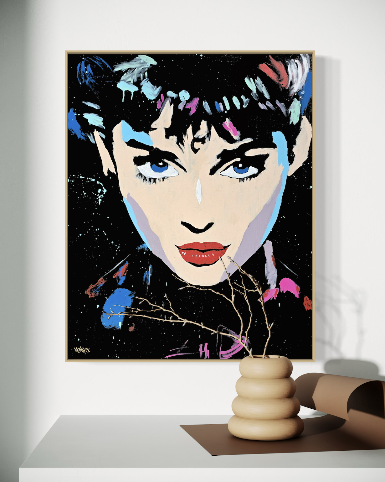 Audreys Dream original painting Henrix acrylic canvas Audrey Hepburn inspired surreal artwork