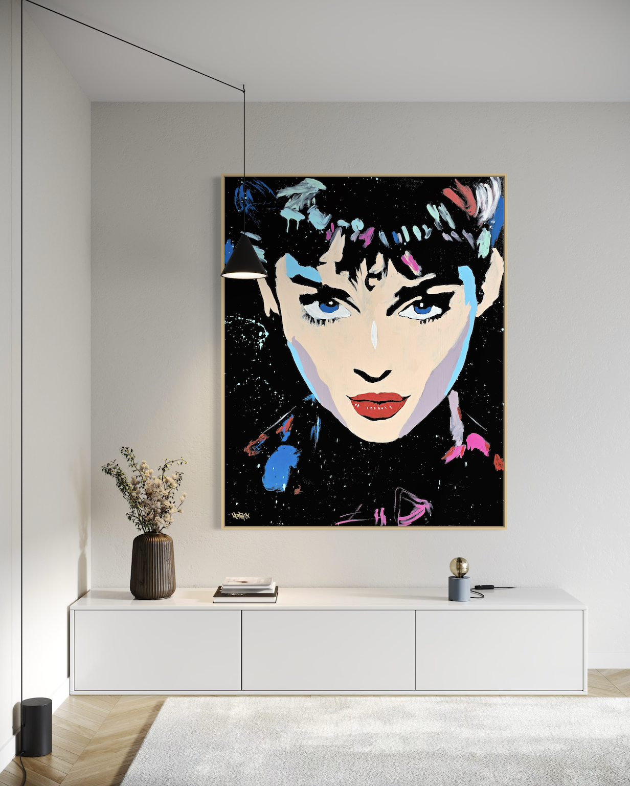 Framed Audrey’s Dream artwork shown as canvas wall decor in a living room