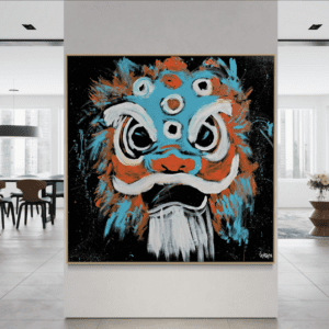 Kodi canvas print Chinese lion abstract painting by Henrix