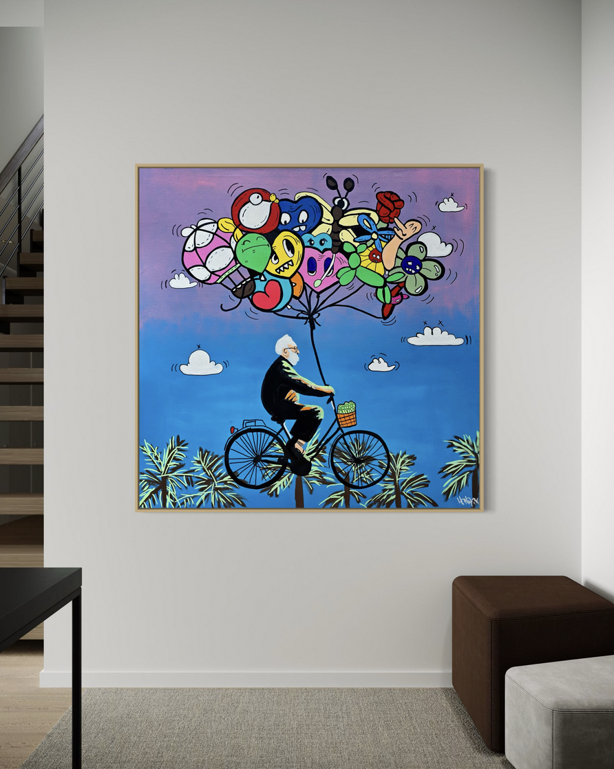 "Pursuit of Happiness" canvas art displayed in a modern living space