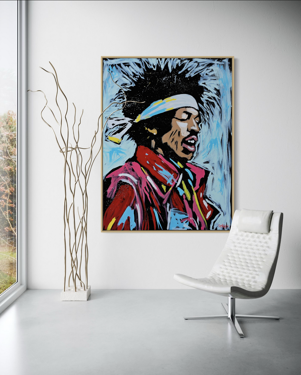 Hendrix x Henrix canvas print expressive Jimi Hendrix portrait by Henrix