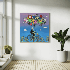 Pursuit of Happiness original painting by Henrix featuring a symbolic surreal composition representing ambition and the journey toward happiness