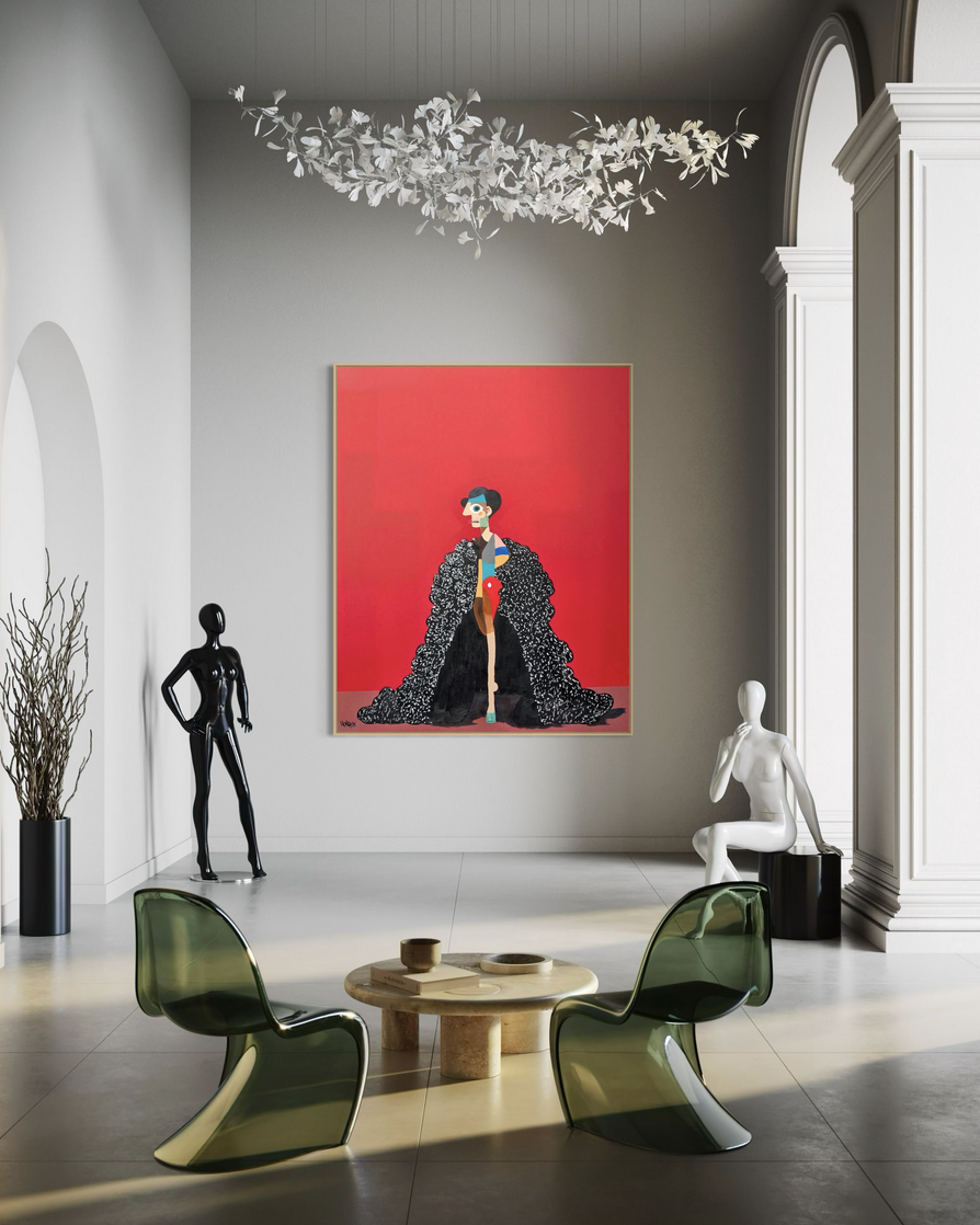 Met Gala original painting by Henrix – mixed media texture and color detail