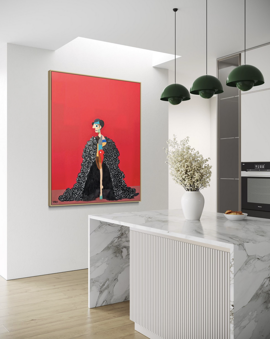 Met Gala canvas print by Henrix – texture and color detail of surreal pop art