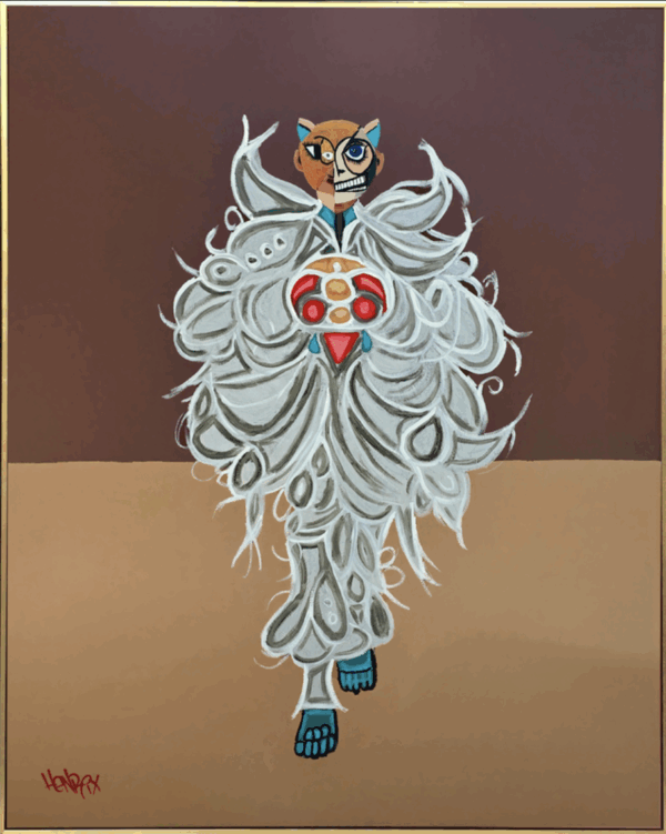 Artwork by Henrix featuring feathered patterns and layered textures, channeling JLo’s 2024 Met Gala style