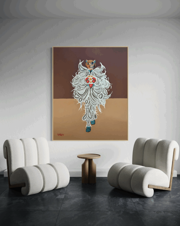 Artwork by Henrix featuring feathered patterns and layered textures, channeling JLo’s 2024 Met Gala style