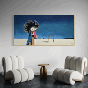 Guardian of the Dunes canvas print Henrix surreal desert cubism cinematic artwork 72x36