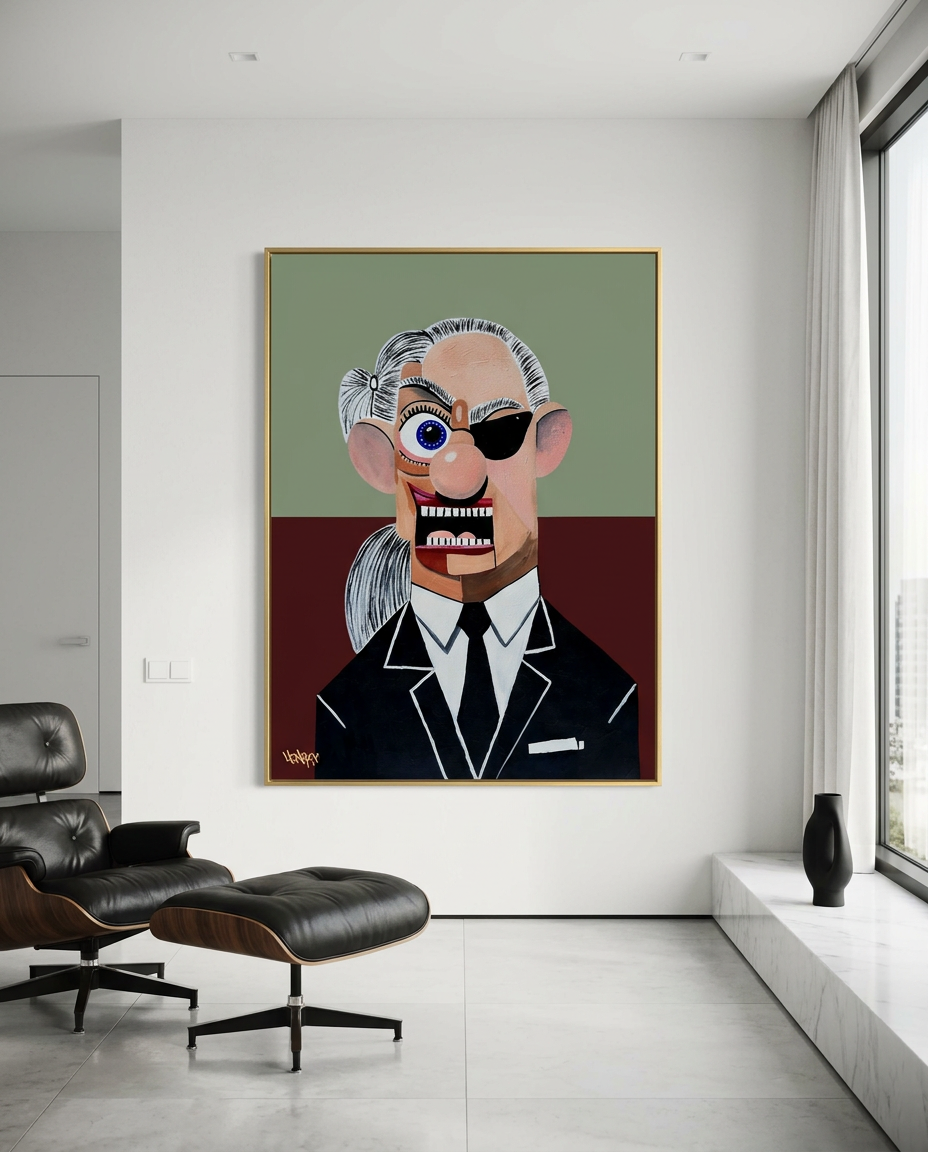 Karl canvas print Henrix surreal cubism Met Gala fashion art Karl Lagerfeld inspired 36x48