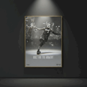 Canvas art print by Henrix showing Tom in a Miami Heat uniform on the basketball court.