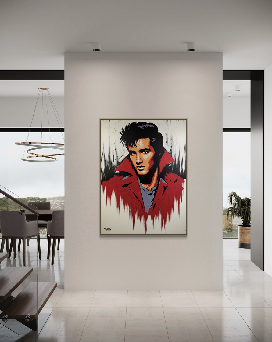 Elvis canvas print Henrix modern pop portrait red jacket artwork