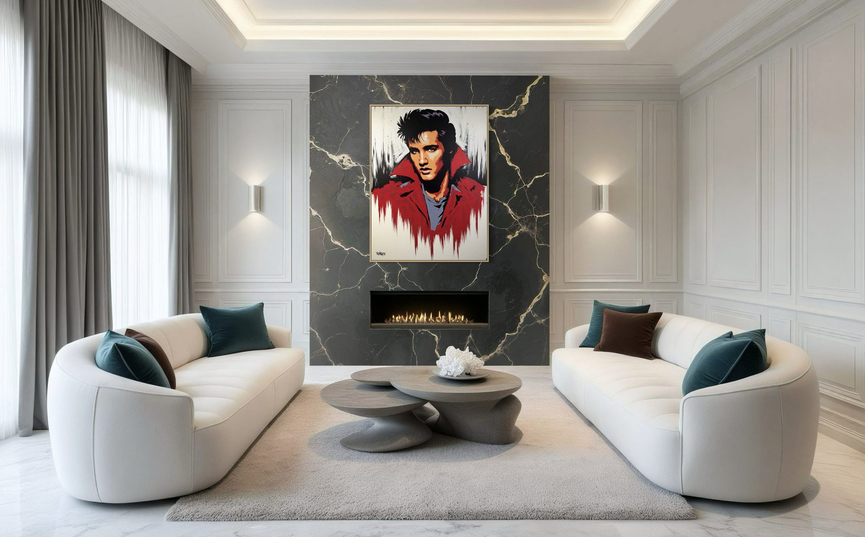Elvis canvas print by Henrix – vibrant color palette and texture detail