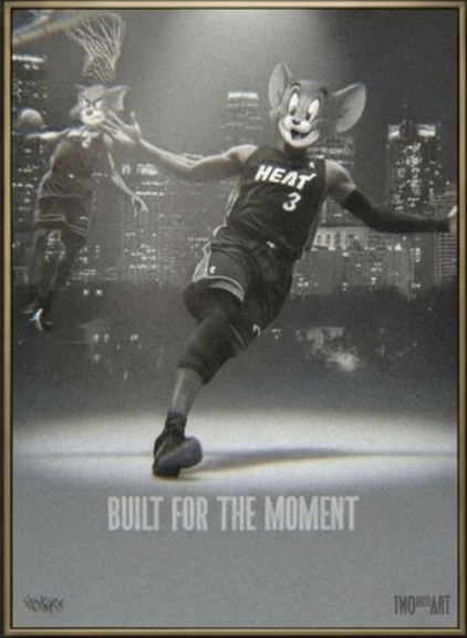 Canvas art print by Henrix showing Tom in a Miami Heat uniform on the basketball court.