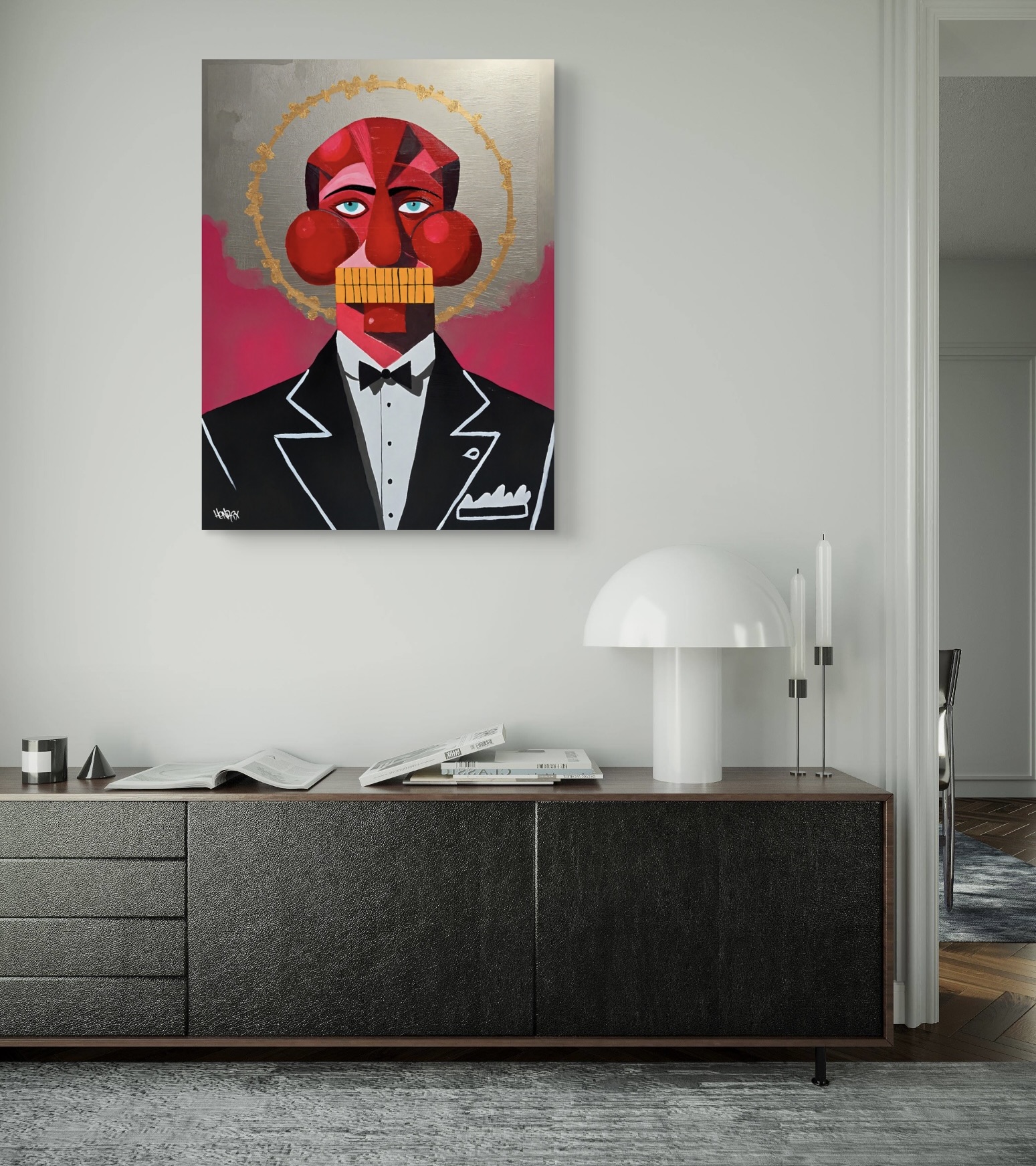 Garcon canvas print by Henrix – surreal cubist character close-up