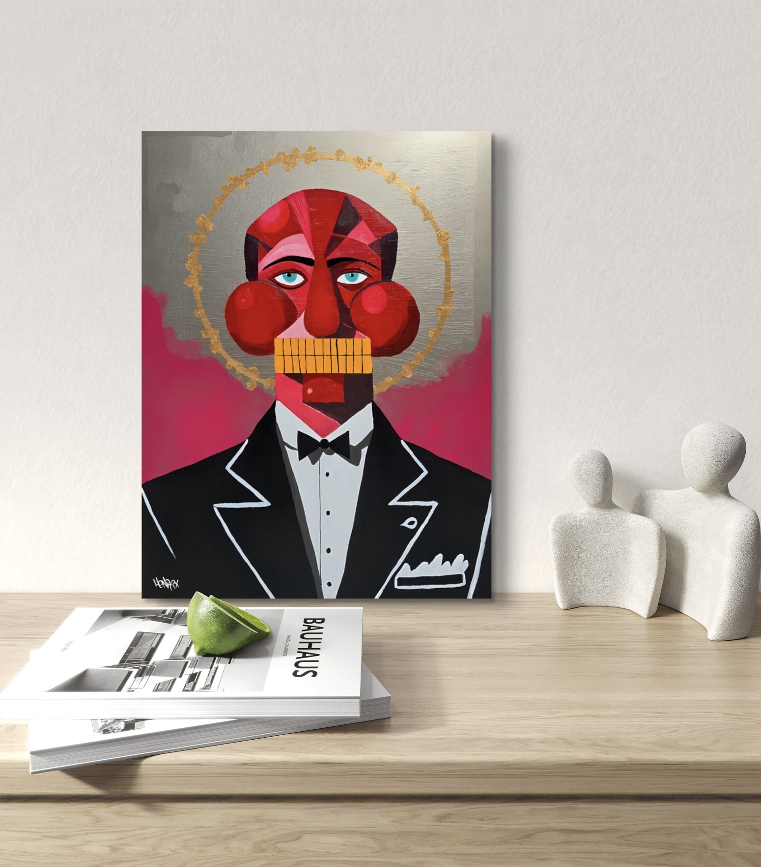 Garcon canvas print by Henrix – canvas texture and bold line work detail
