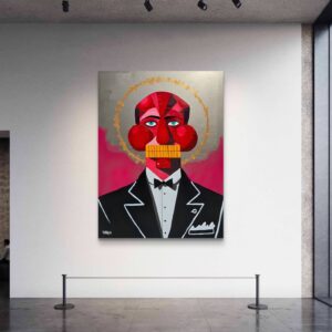 Garcon canvas print Henrix surreal cubism butler character red face painting