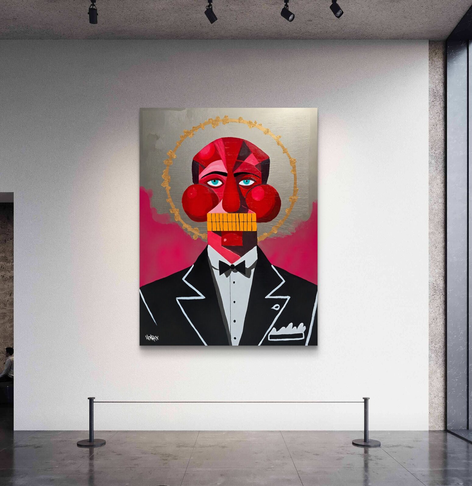Garcon canvas print Henrix cubism butler character red face painting