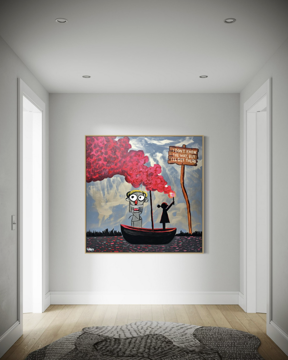 Ill Get There canvas print Henrix boat red smoke painting meaning