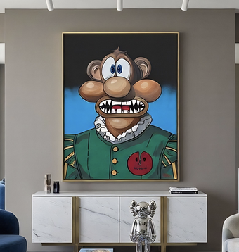 Ursi original painting by Henrix bear character oil and acrylic canvas 36x48 Phantasia series