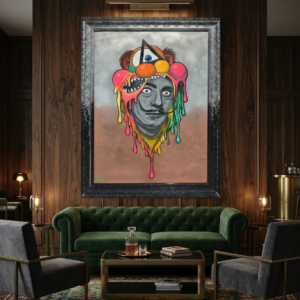 Dali original painting by Henrix surreal Salvador Dali portrait with Cyrix character