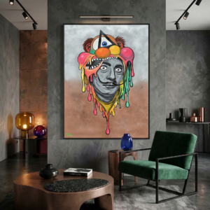 Dali canvas print surreal Salvador Dali portrait with Cyrix character