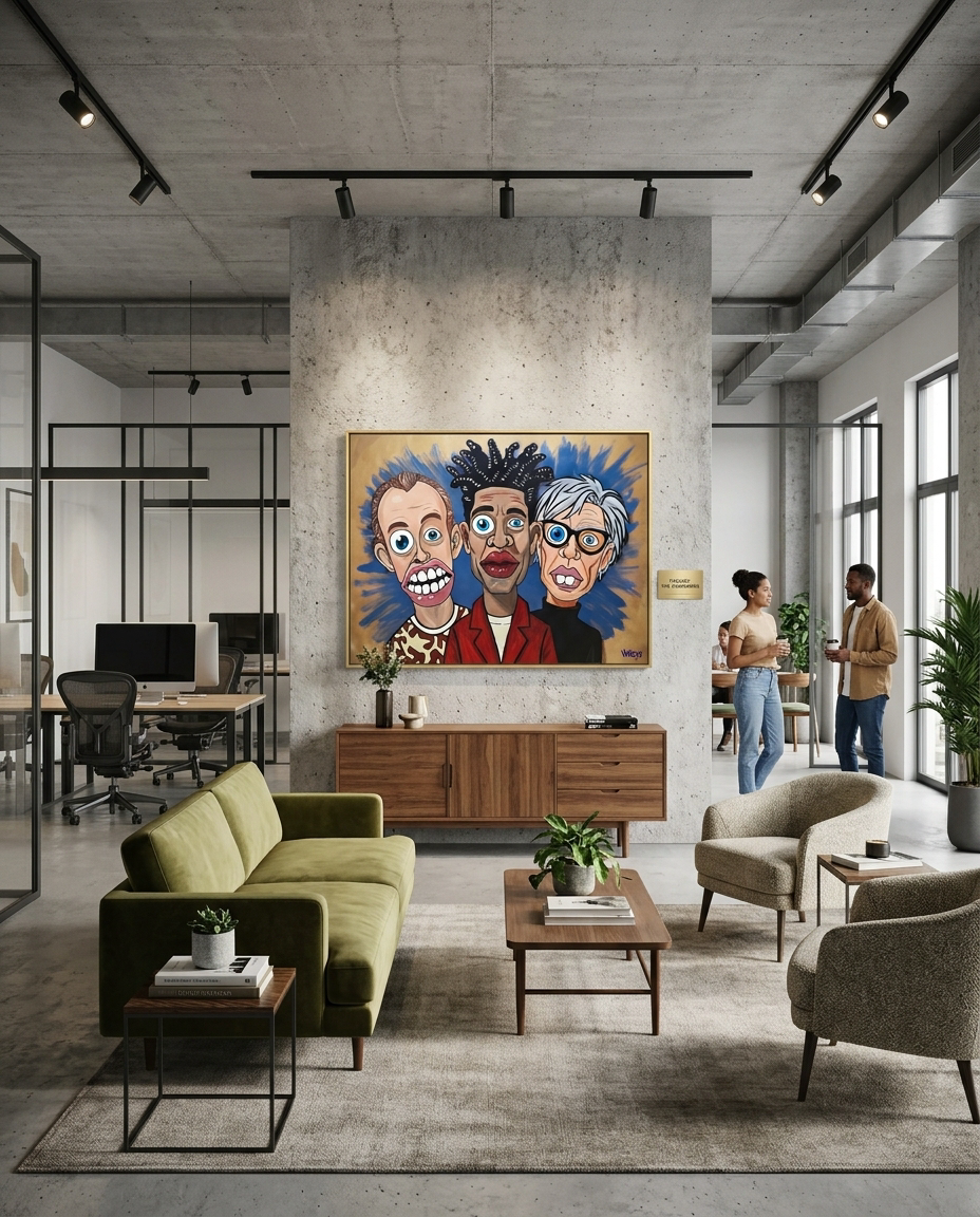 1985 Basquiat Warhol Haring canvas print by Henrix – texture and color layering detail