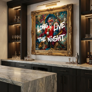 Long Live The Night canvas print by Henrix featuring Cyrix displayed in luxury lounge setting
