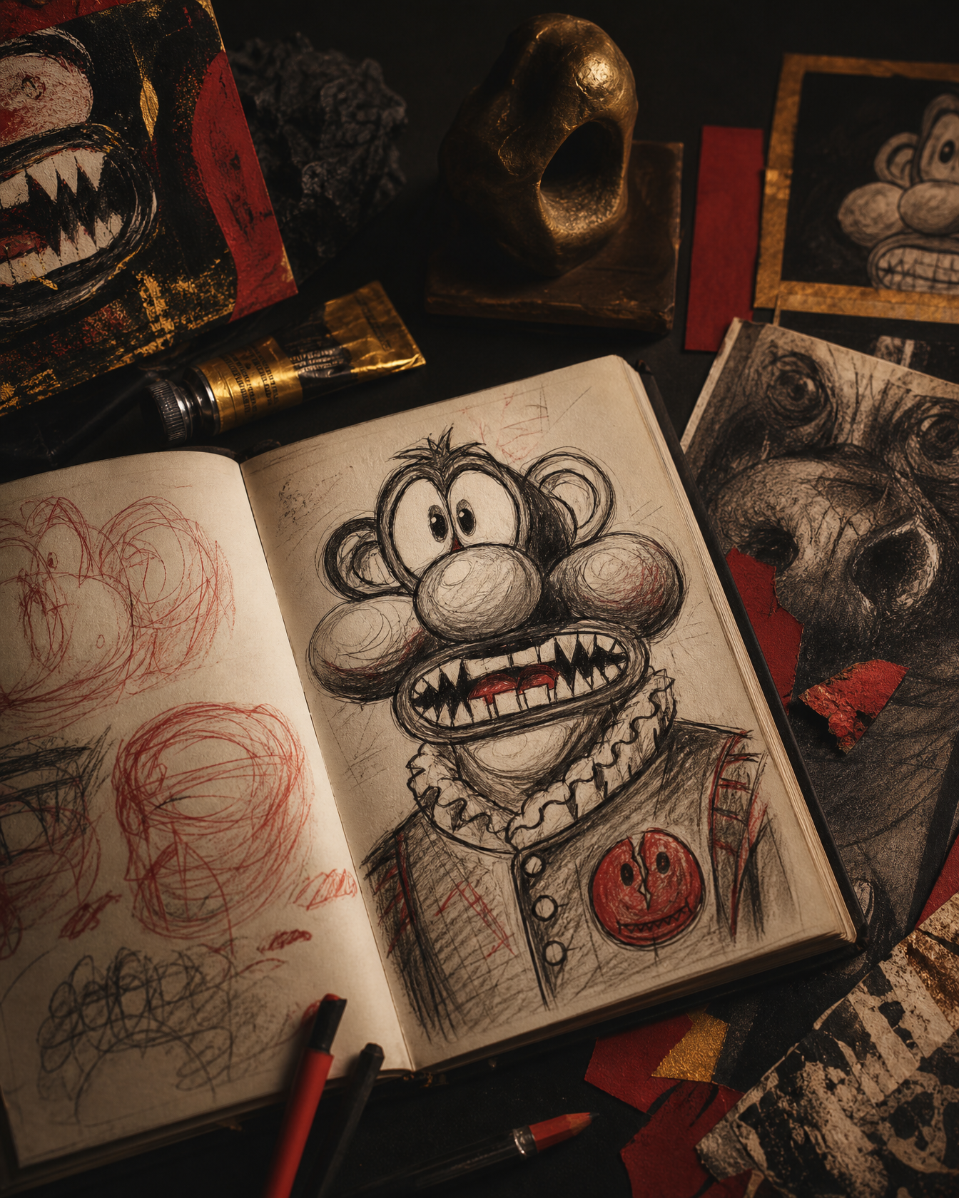 Henrix custom artwork concept sketchbook with Mutant character studies
