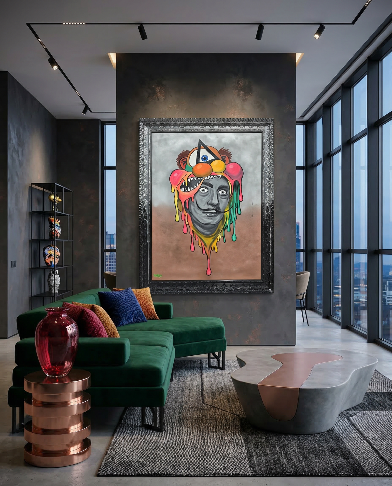 Dali original artwork by Henrix displayed in a contemporary interior