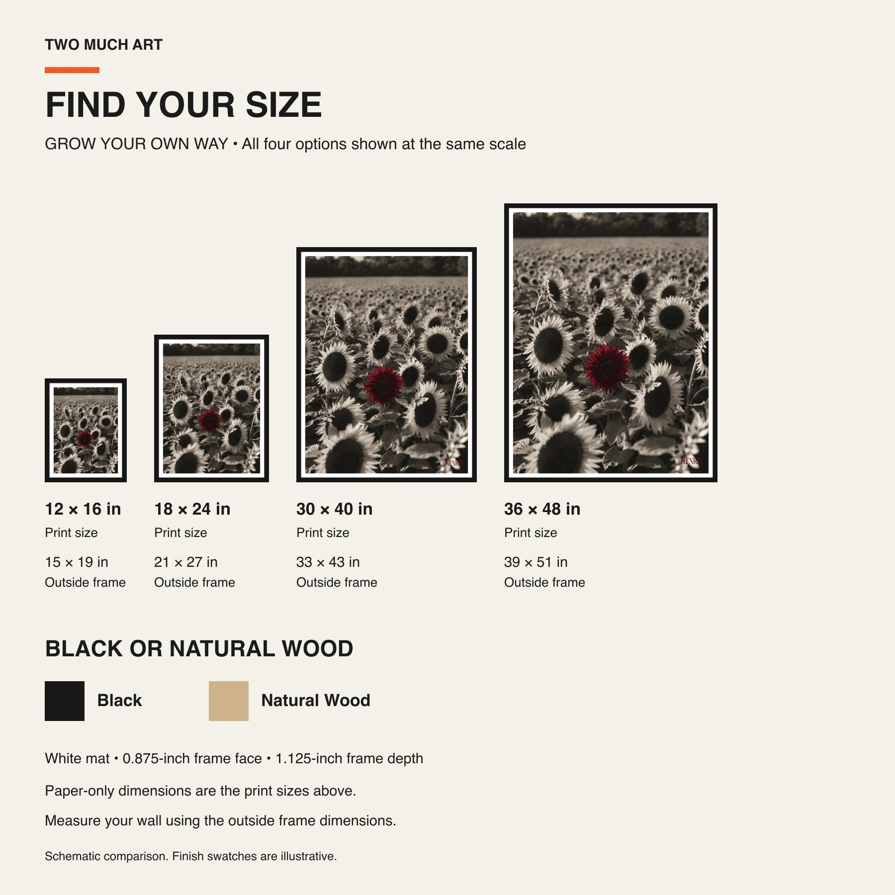 Grow Your Own Way print: paper and framed size comparison guide