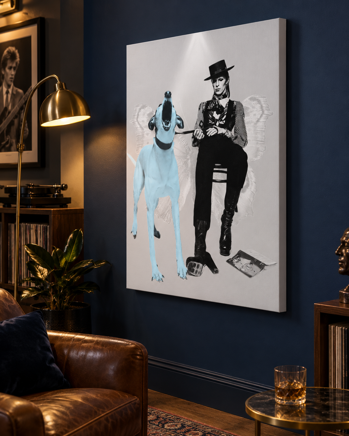 David Bowie canvas print by Henrix, viewed at an angle in a lifestyle room