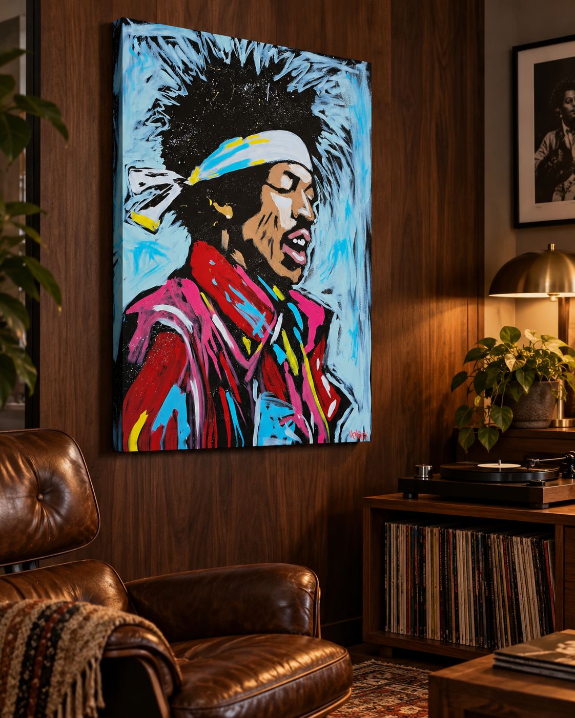 Hendrix x Henrix canvas print by Henrix, viewed at an angle in a lifestyle room