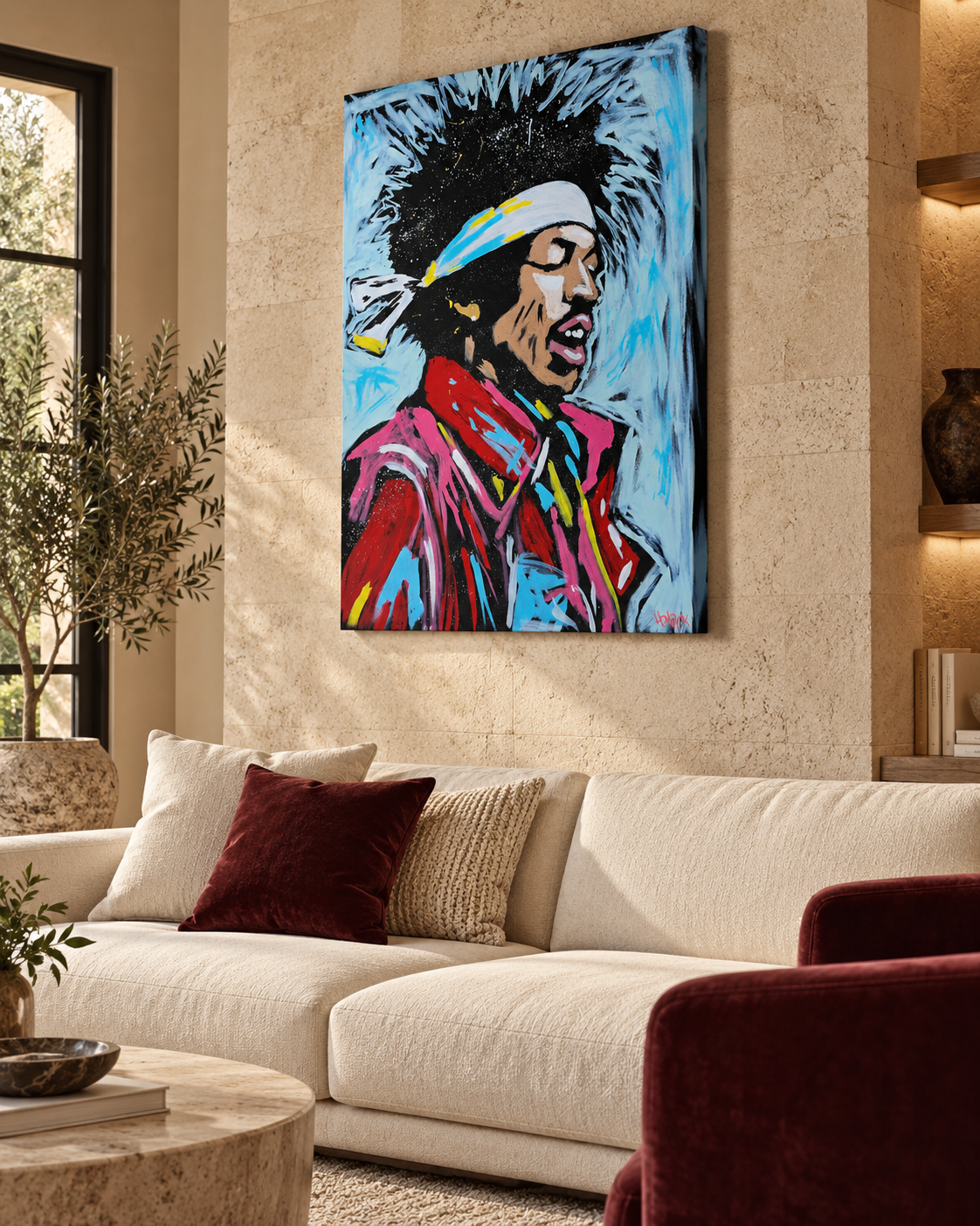 Hendrix x Henrix canvas print by Henrix, viewed at an angle in a lifestyle room
