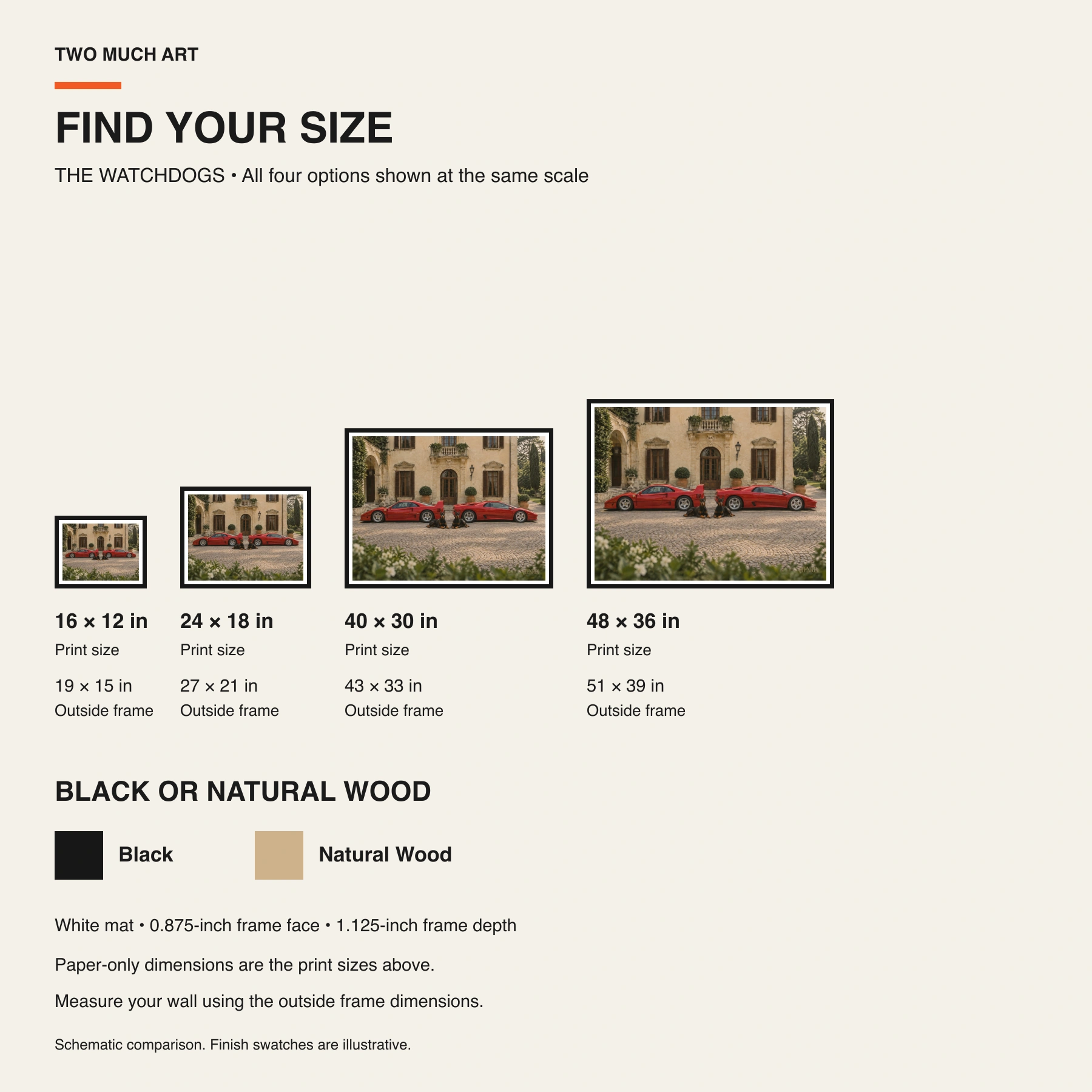 The Watchdogs print: paper and framed size comparison guide
