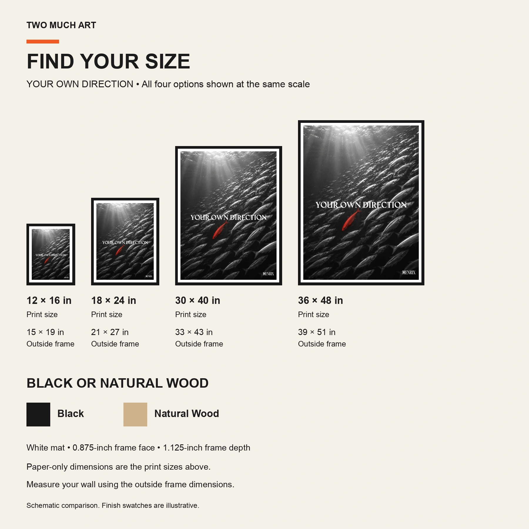 Your Own Direction print: paper and framed size comparison guide